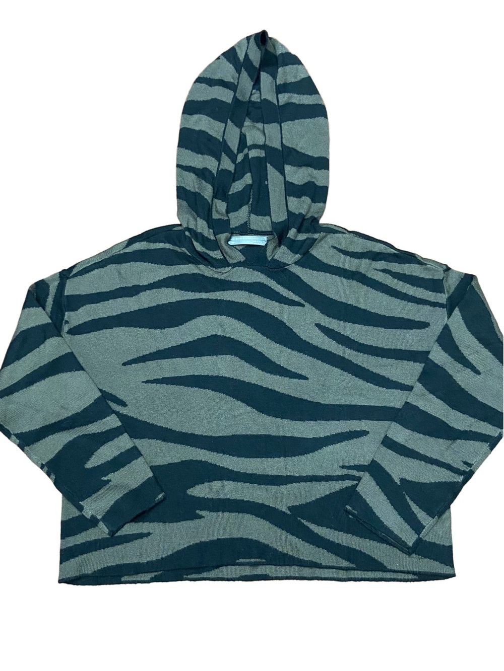 Anthropologie Women's
XS Kasia Knit Hoodie in Olive Green & Black Zebra Print - Picture 2 of 8